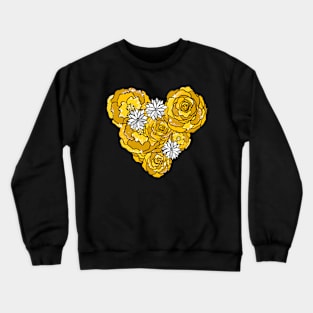 Yellow Heart of Roses and Daisies Crewneck Sweatshirt